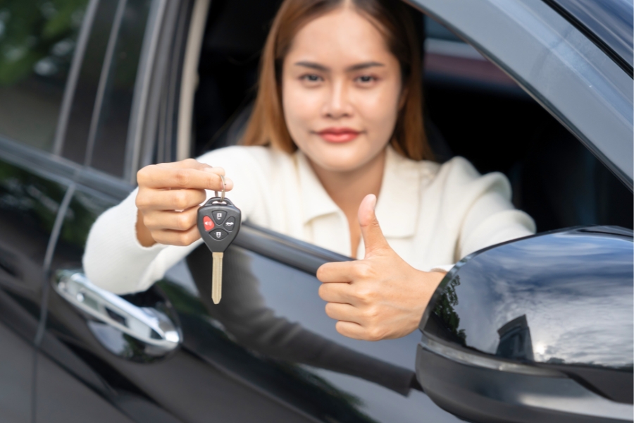 Woman Renting a Black Car