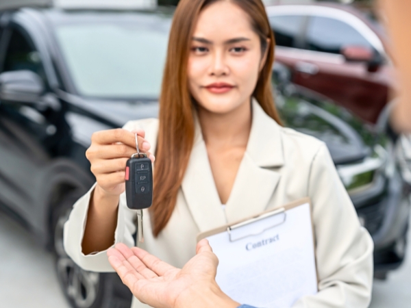 Woman Renting a Black Car