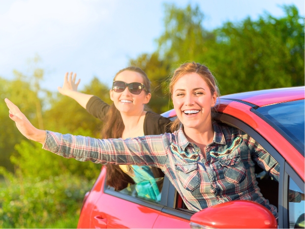Woman Driving in Nature
